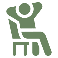 Person relaxing on a chair icon.